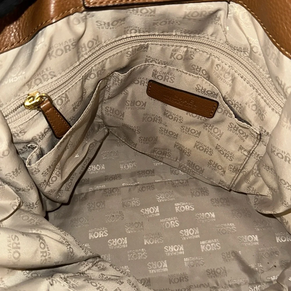 MICHAEL KORS GANSEVOORT LARGE LIGHT BROWN LEATHER TOTE BAG!